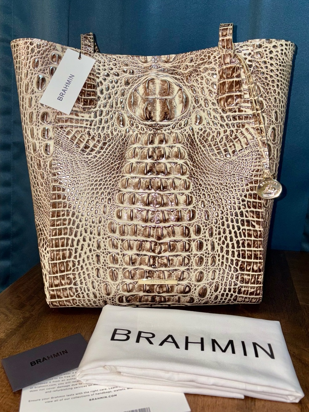 Brahmin NWT Jayden - Ginger Melbourne - Cream/Mocha/Bronze - TWO EYES